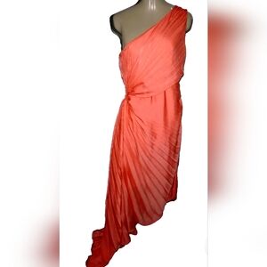Elegant One-Shoulder Coral Dress
